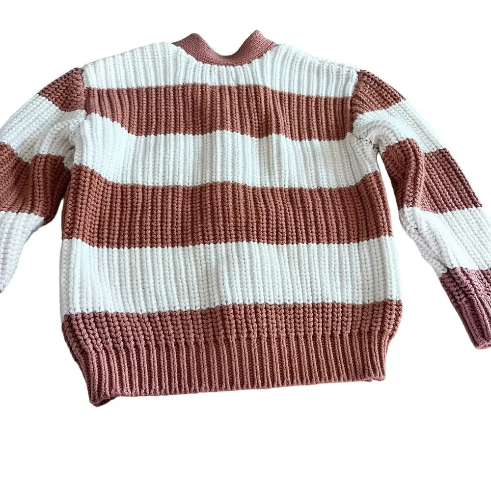 Huxbaby Terracotta Stripe Chunky Cardigan Sweater size 7